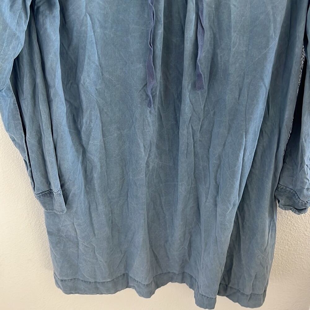 Cloth & Stone Chambray Pleaded Back Tie Long Sleeve Dress Large - Picture 7 of 8